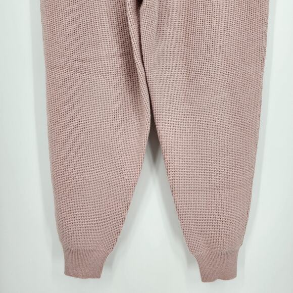 Ann Taylor Joggers M Waffle Knit Sweater Pull On Pants Lounge High Rise Pink NEW - Picture 10 of 12